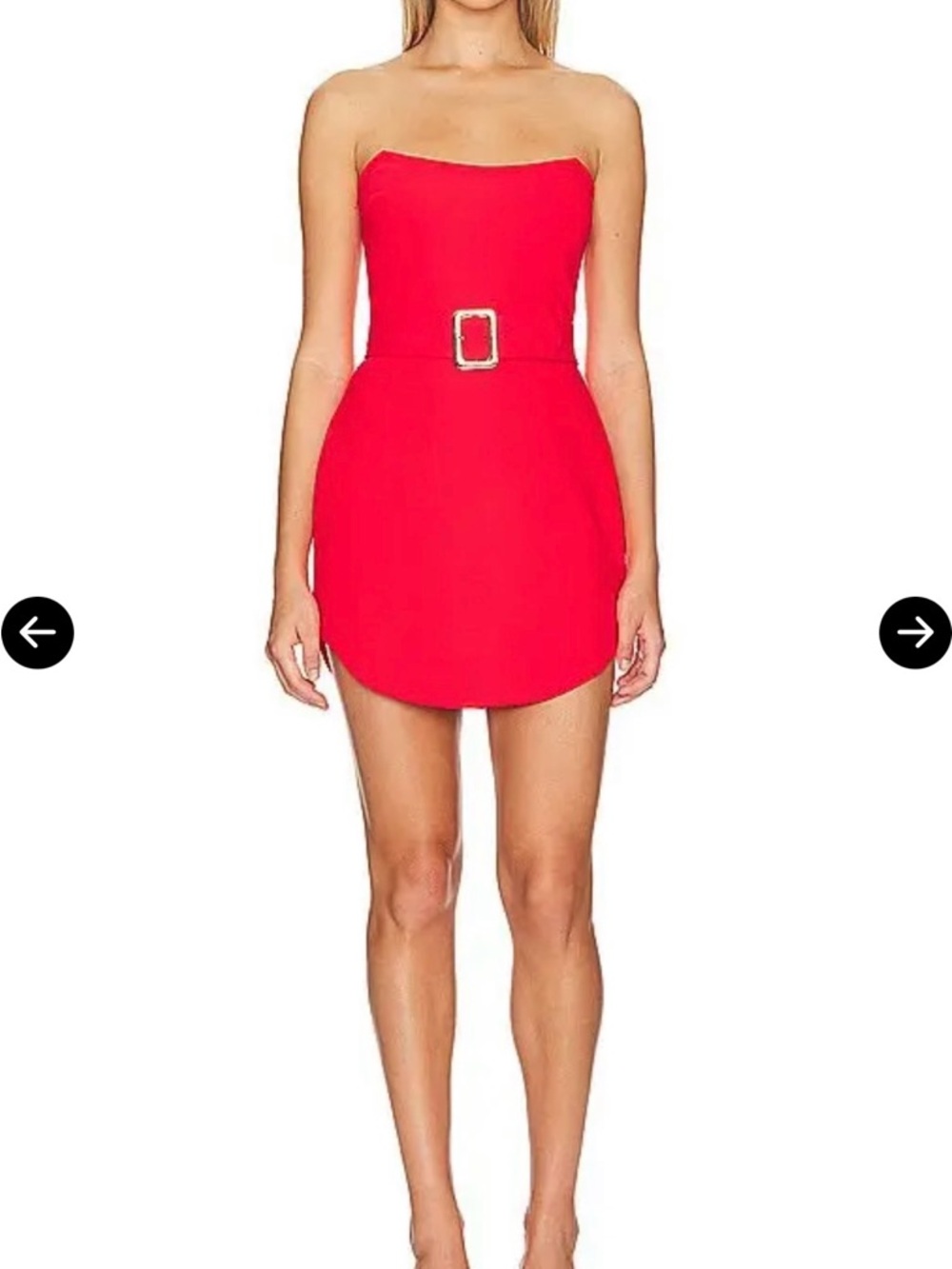 Amanda Uprichard x Revolve Strapless Red Mini Dress with Gold Buckle Belt Size L